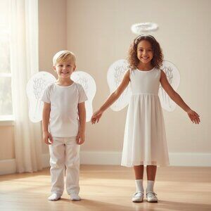 2x Angel Kits Costume Cosplay Halloween Wings + Headband